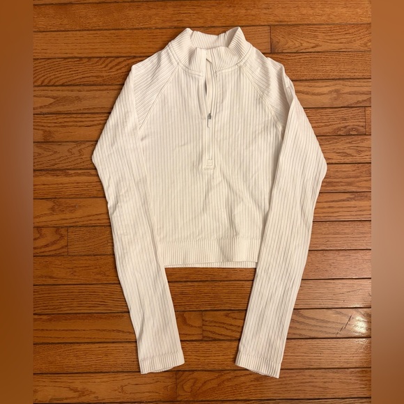 Lululemon Rest Less Cropped Half Zip ribbed shirt - Picture 7 of 9